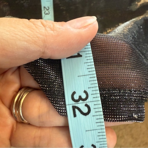 Lucy in the Sky Black Silver Short Sleeve Metallic Overlay Shirt Dress - Picture 9 of 10